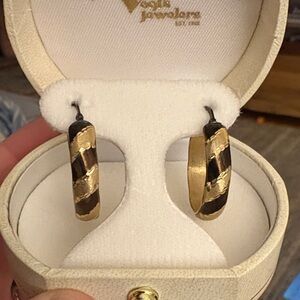 Elegant Gold and Black Hoop Earrings